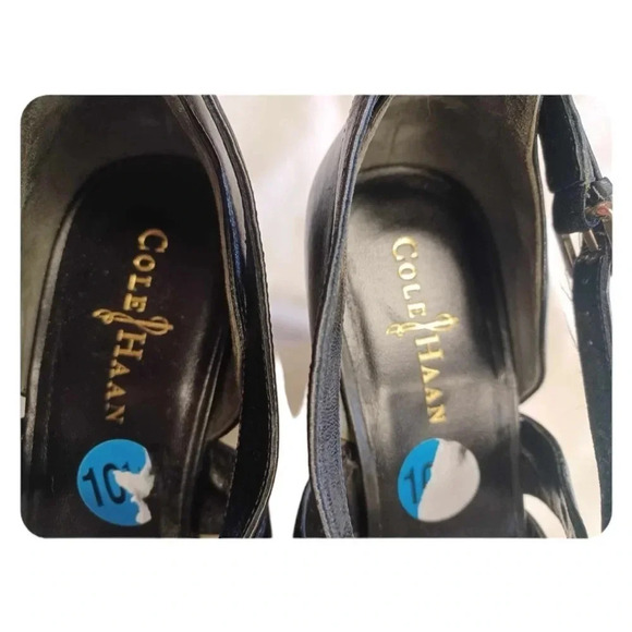 Cole Haan Espadrilles Wedge Black Sling  back Sandals Size 10.5 - Picture 6 of 7